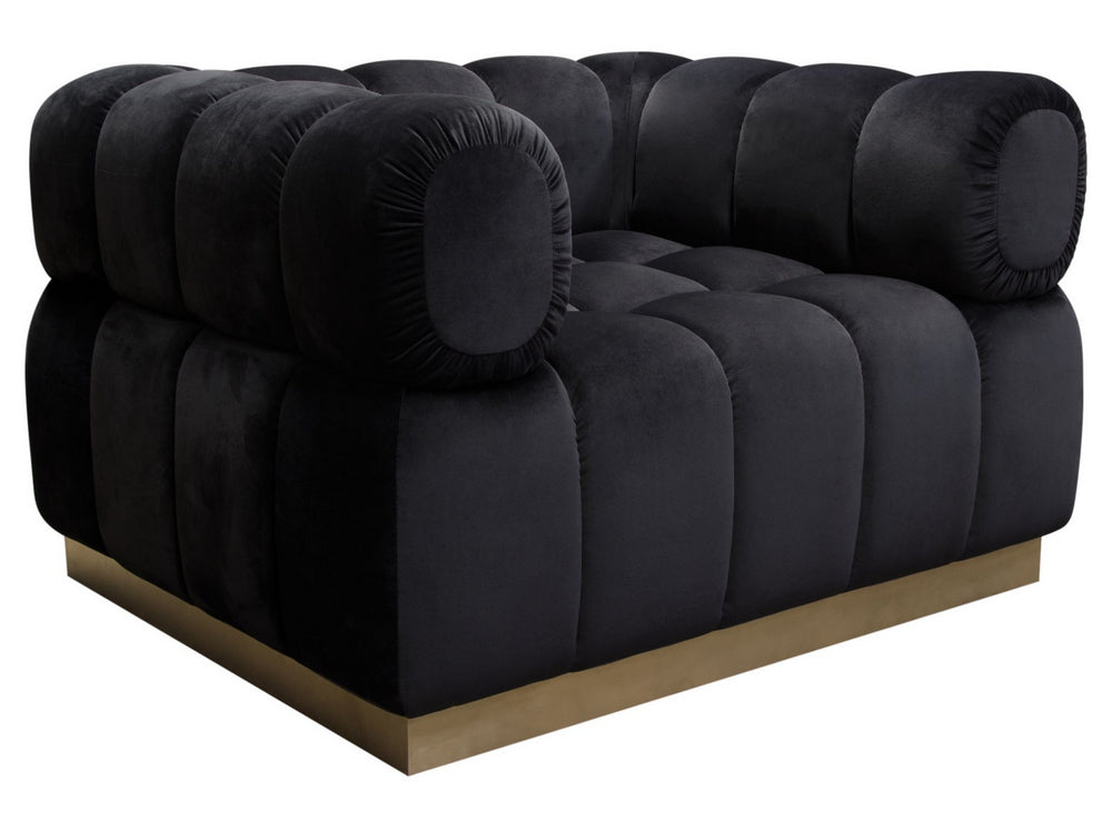 Image Black Velvet Tufted Cube Chair