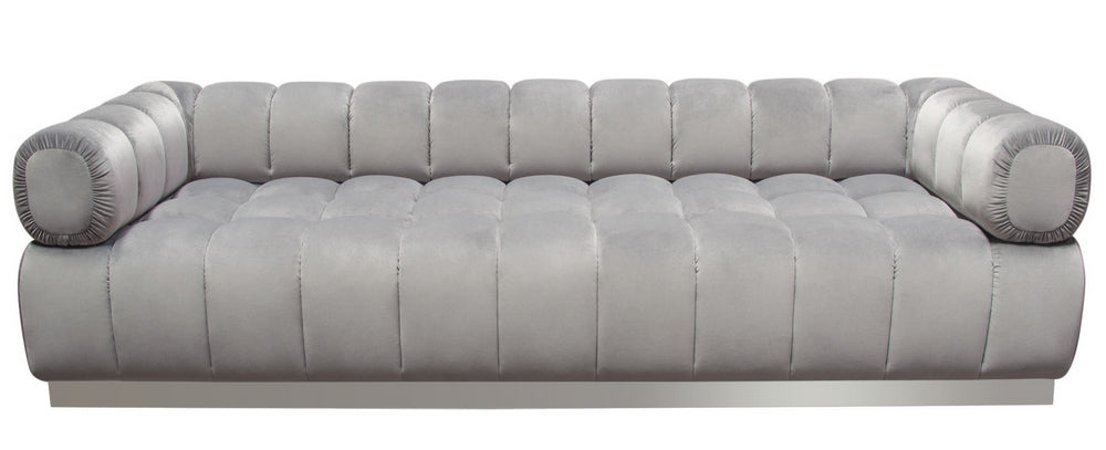 Image Platinum Grey Velvet Tufted Sofa (Oversized)