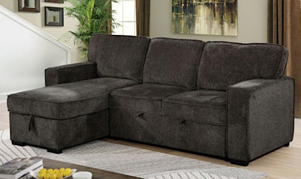 Ines Dark Gray Chenille Sectional with Sleeper