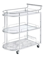 Inyo Clear Glass/Chrome Metal 3-Tier Serving Cart