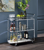 Inyo Clear Glass/Chrome Metal 3-Tier Serving Cart