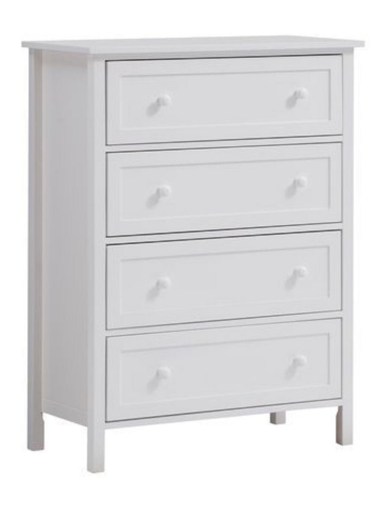 Iolanda White Wood 4-Drawer Chest