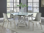 Irene White Glass/Chrome Finish Metal Dining Table