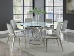 Irene White Glass/Chrome Finish Metal Dining Table