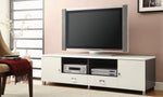 Iris Contemporary Glossy White/Grey Wood 71" TV Console