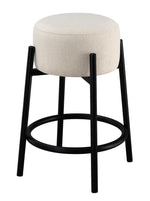 Isabel 2 White Fabric/Black Metal Counter Height Stools