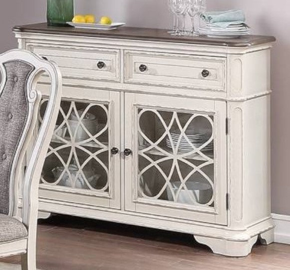 Iwona Brown/White Wood 2-Drawer Server