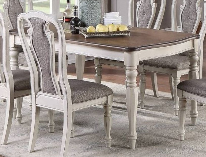 Iwona Brown/White Wood Rectangular Dining Table