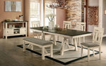 Jamestown Ivory Fabric/Gray Wood Dining Bench