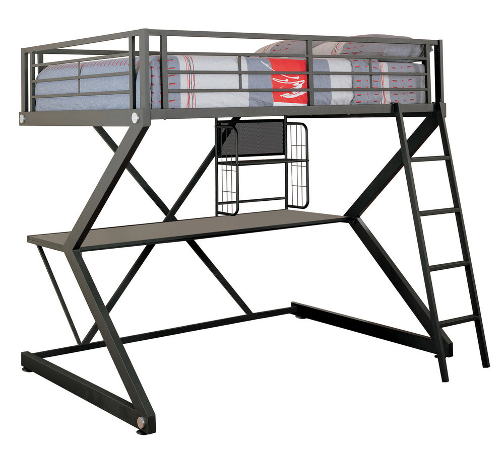 Parkview Contemporary Black Metal Full Workstation Loft Bed