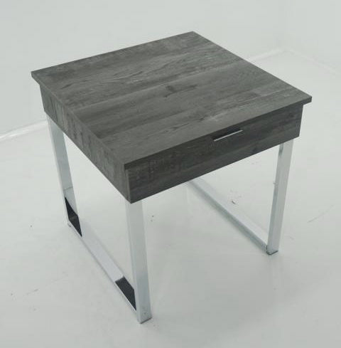 Jane Dark Charcoal Wood/Chrome Metal End Table