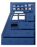 Jason II Navy Blue Wood Twin Loft Bed with Multiple Storages