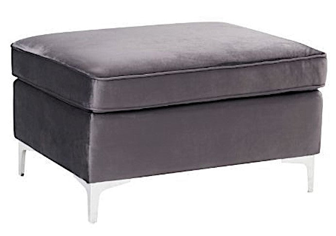 Jaszira Gray Velvet Ottoman