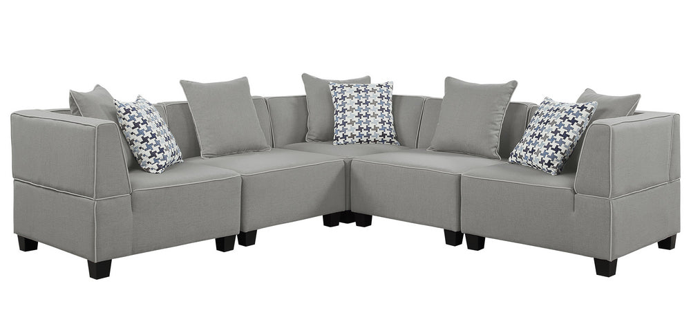 Jayne 5-Pc Gray Fabric Modular Sectional Sofa