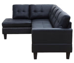 Jeimmur 2-Pc Black PU Leather Tufted LAF Sectional Sofa