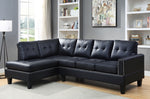 Jeimmur 2-Pc Black PU Leather Tufted LAF Sectional Sofa