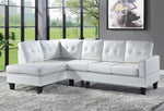 Jeimmur 2-Pc White PU Leather Tufted LAF Sectional Sofa