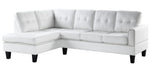 Jeimmur 2-Pc White PU Leather Tufted LAF Sectional Sofa