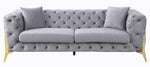 Jelanea Gray Velvet Tufted 2-Seat Sofa