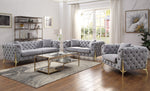 Jelanea Gray Velvet Tufted Loveseat