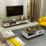 Jena Glossy White Wood/Yellow Faux Marble Coffee Table