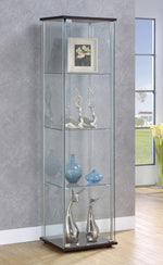 Jennica Clear Glass/Cappuccino Wood Curio Cabinet