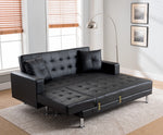 Jett Black Faux Leather Sectional Sofa Bed