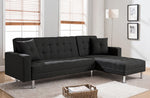 Jett Black Linen Fabric Sectional Sofa Bed