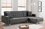 Jett Gray Linen Fabric Sectional Sofa Bed