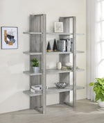 Jimena Grey Driftwood/Cement Wood 4-Shelf Bookcase