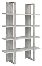 Jimena Grey Driftwood/Cement Wood 4-Shelf Bookcase