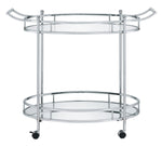 Jinx Clear Glass/Chrome Metal 2-Tier Serving Cart