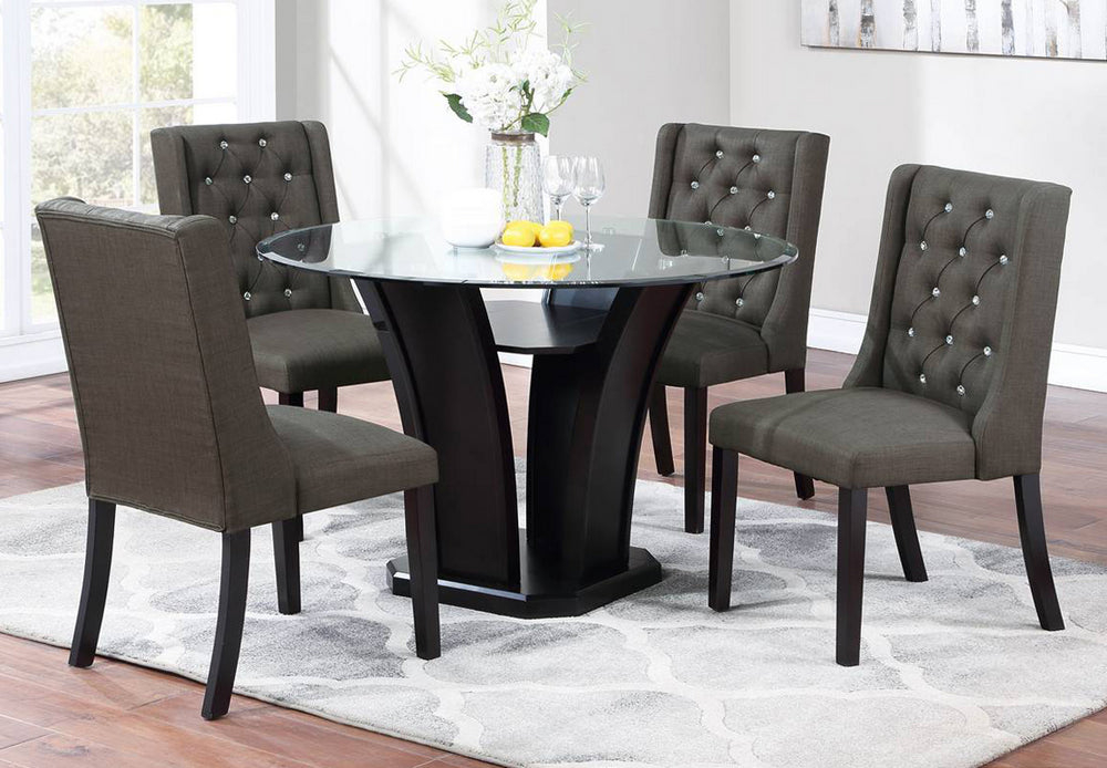 Joceline 5-Pc Dark Brown/Ash Black Dining Table Set