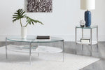 Journey Clear Glass/Faux Carrara Marble/Metal Coffee Table