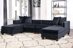 Jovie Black Velvet Modular Sectional Sofa with Ottomans