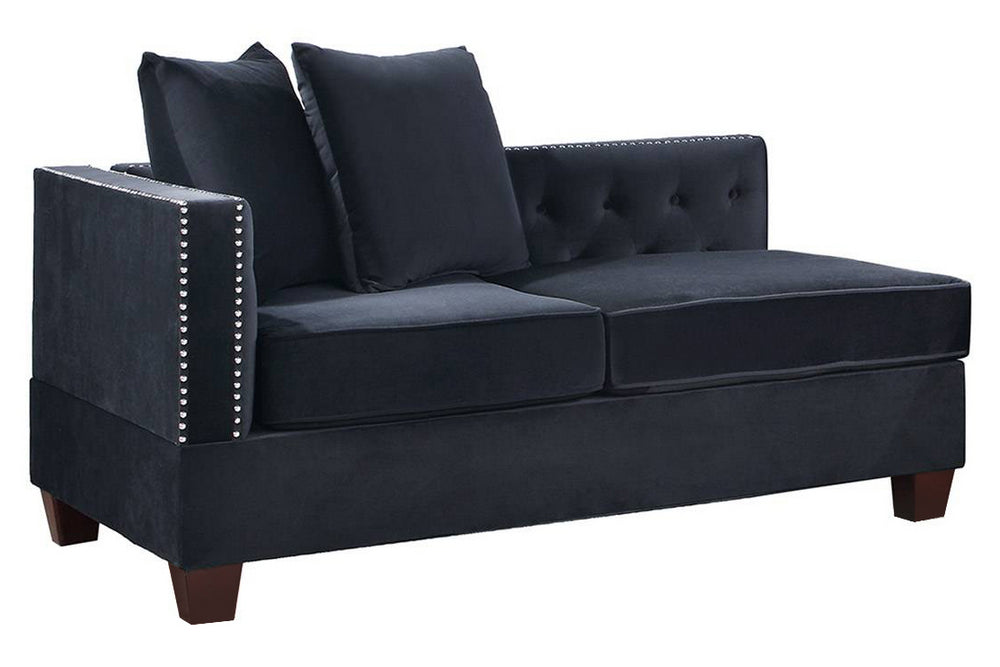 Jovie Black Velvet Reversible Chaise