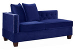 Jovie Indigo Velvet Modular Sectional Sofa with Ottoman