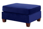 Jovie Indigo Velvet Modular Sectional Sofa with Ottoman