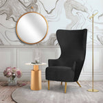 Julia Black Velvet Wingback Accent Chair