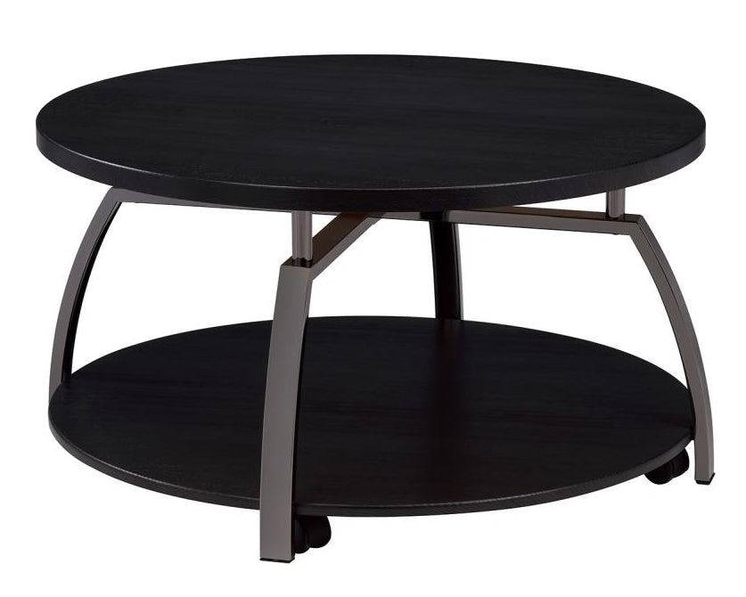 Juliette Dark Grey Wood/Black Nickel Metal Coffee Table