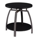 Juliette Dark Grey Wood/Black Nickel Metal End Table