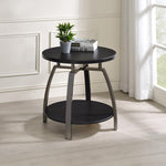 Juliette Dark Grey Wood/Black Nickel Metal End Table