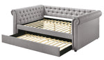 Justice Smoke Gray Fabric Full Daybed with Trundle