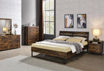 Juvanth Rustic Oak Wood/Black Metal King Bed