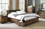 Juvanth Rustic Oak Wood King Bed with Storage