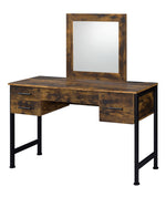 Juvanth Rustic Oak Wood Vanity Desk with Mirror