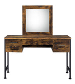 Juvanth Rustic Oak Wood Vanity Desk with Mirror