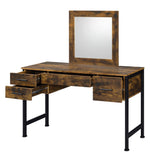 Juvanth Rustic Oak Wood Vanity Desk with Mirror