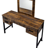 Juvanth Rustic Oak Wood Vanity Desk with Mirror