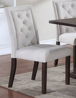 Kade 2 White Fabric/Brown Wood Side Chairs